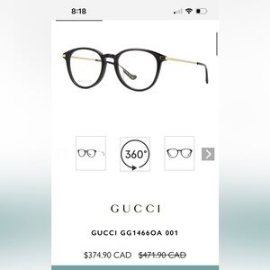 GUCCI Glasses (includes plastic non-prescription lenses)
